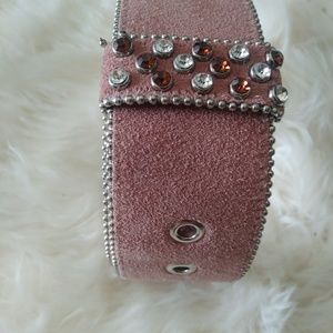 J. Tiktiner Suede Leather Jeweled Belt